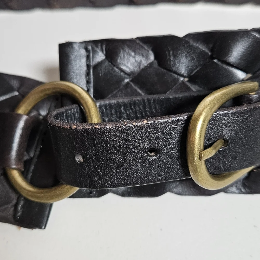 HOBO Intl. Woven Leather Belt Wide Statement Belt Boho Western Glam M